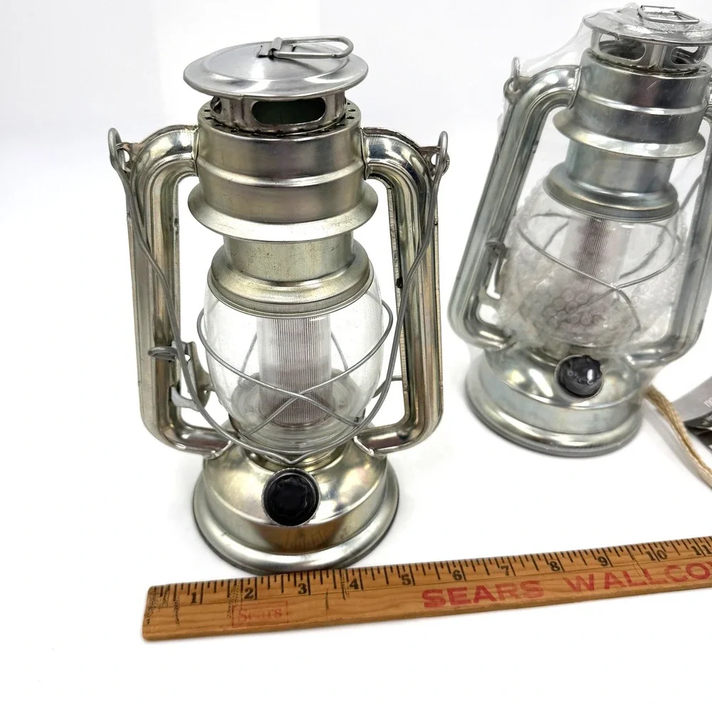 Vintage LED Lantern Set of 2 Silver Northpoint Home Collection